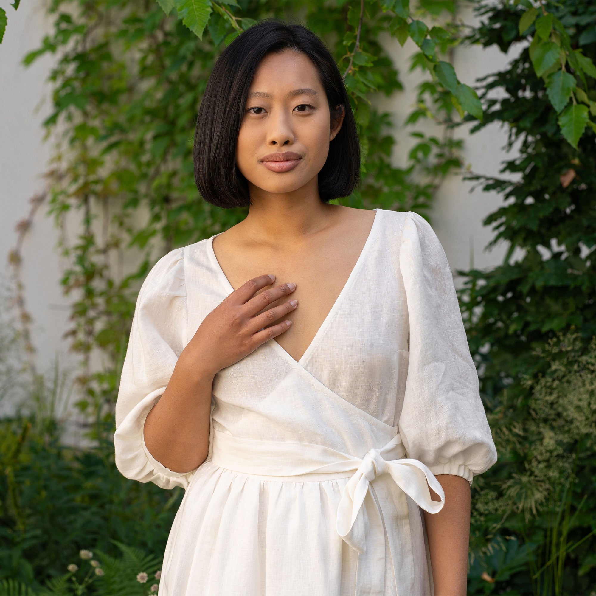 Puff Sleeve Midi Dress Made of 100% Linen ❤️ menique Puff Sleeve Midi Dress Made of 100% Linen ❤️ menique