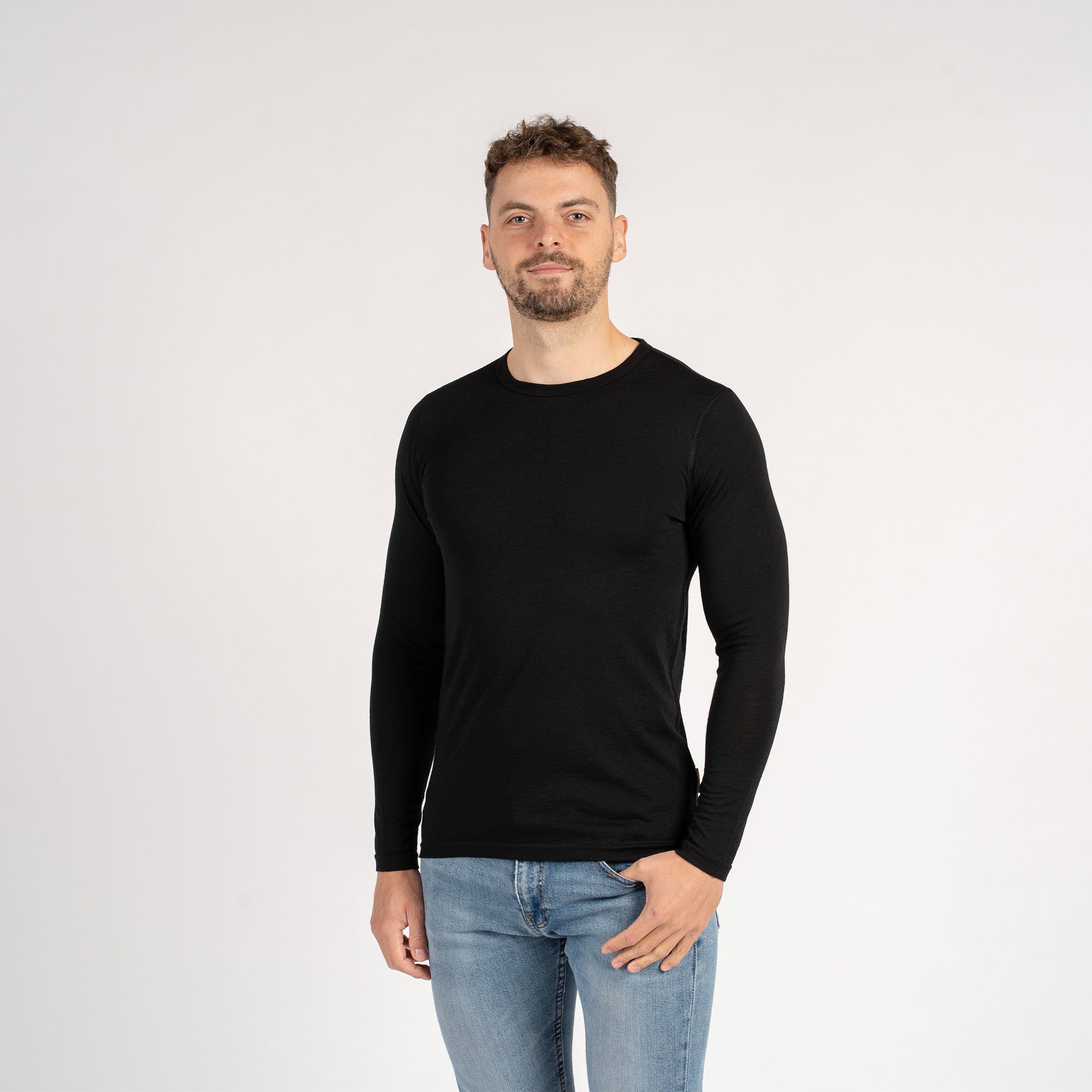 Men's Merino 160 Long Sleeve Crew Black | menique